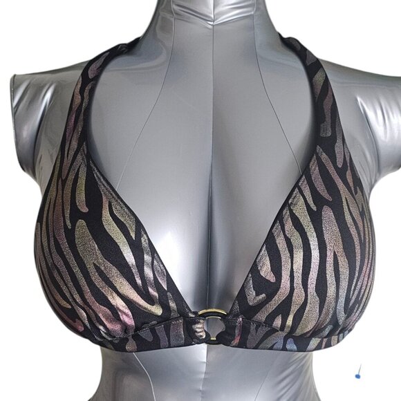 Victoria’s Secret Rainbow Metallic Zebra Bikini Swim Top  A vibrant swimsuit - Picture 1 of 4